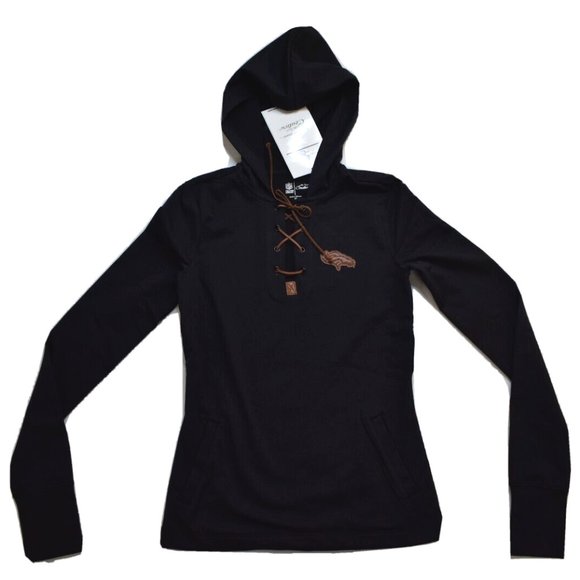 All Sport Couture NFL Womens Denver Broncos Game-On Black Hoodie New - Picture 2 of 6